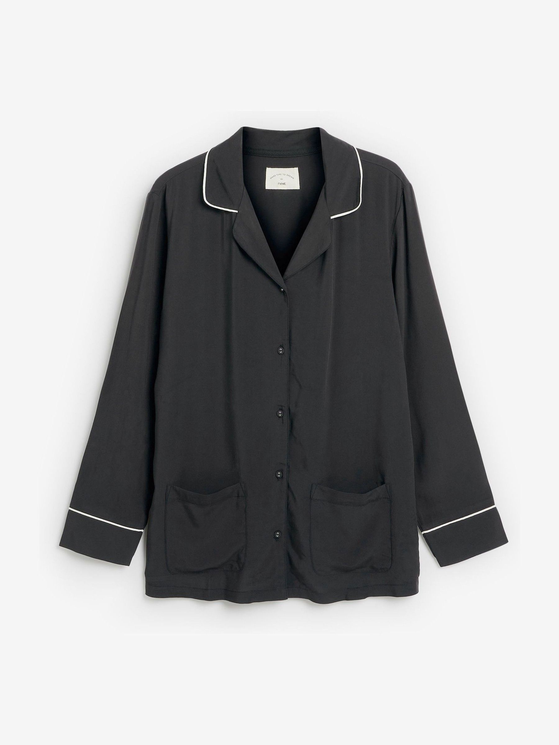 Black pyjamas white piping on sale