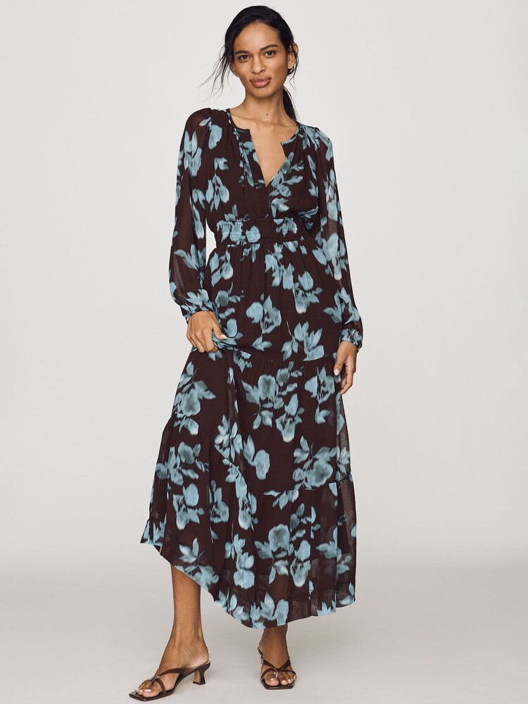 Anthropologie Brown The Somerset Maxi Dress: Long-Sleeve Chiffon Edition - Image 1 of 4 Anthropologie Brown The Somerset Maxi Dress: Long-Sleeve Chiffon Edition - Image 1 of 4