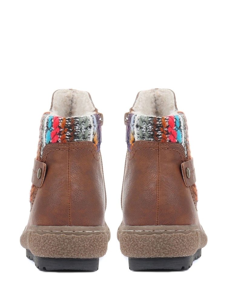 Pavers Tan Ladies Wide Fit Ankle Boots - Image 3 of 5