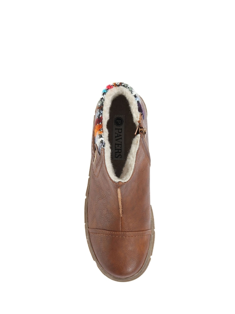 Pavers Tan Ladies Wide Fit Ankle Boots - Image 4 of 5