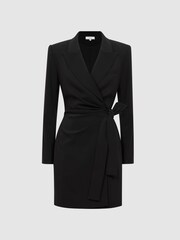 Reiss Black Peyton Fitted Double Breasted Mini Dress - Image 2 of 5
