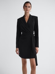 Reiss Black Peyton Fitted Double Breasted Mini Dress - Image 4 of 5