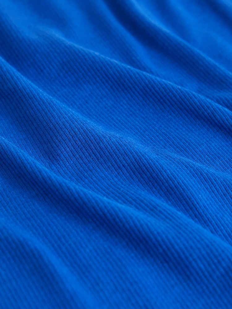 Cobalt Blue Scoop Neck Long Sleeve Ribbed Midaxi Dress - Image 6 of 6