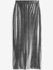 Silver Metallic Column Midi Skirt - Image 1 of 2