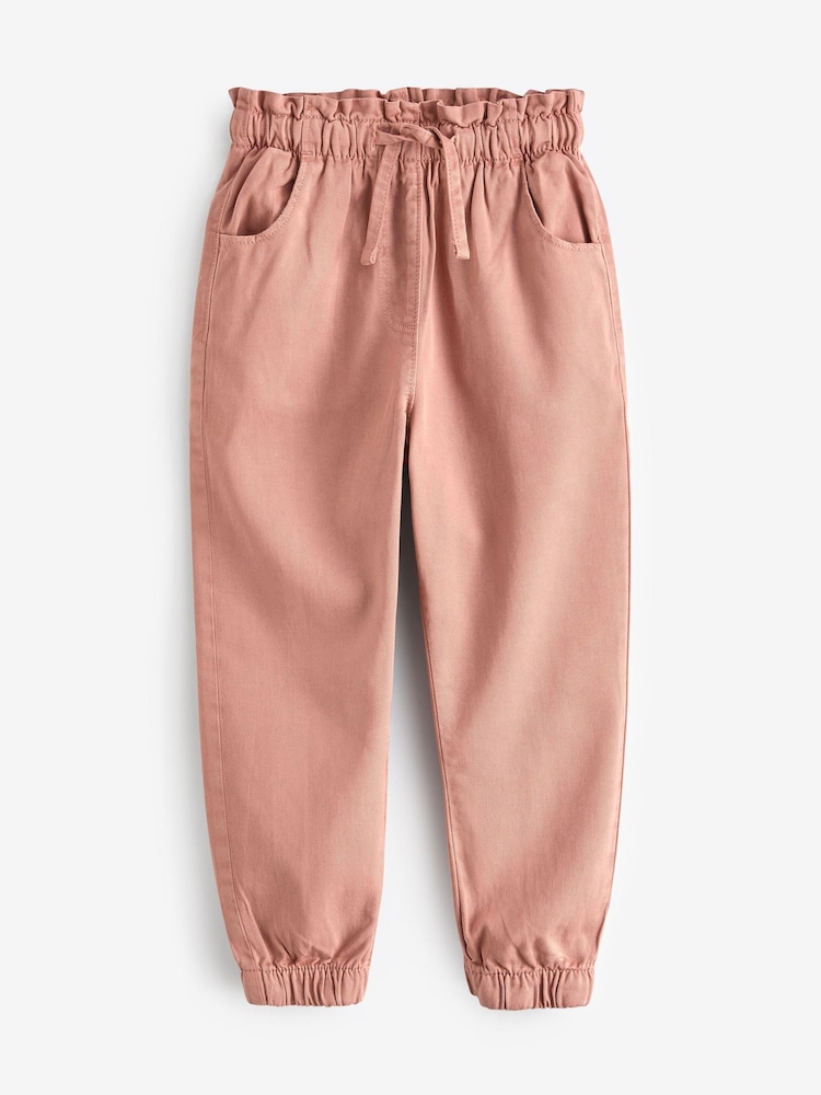 Pink/Pink - Paperbag-Jeans mit Bindegürtel im Bund (3–16 J.) - Bild 1 von 3