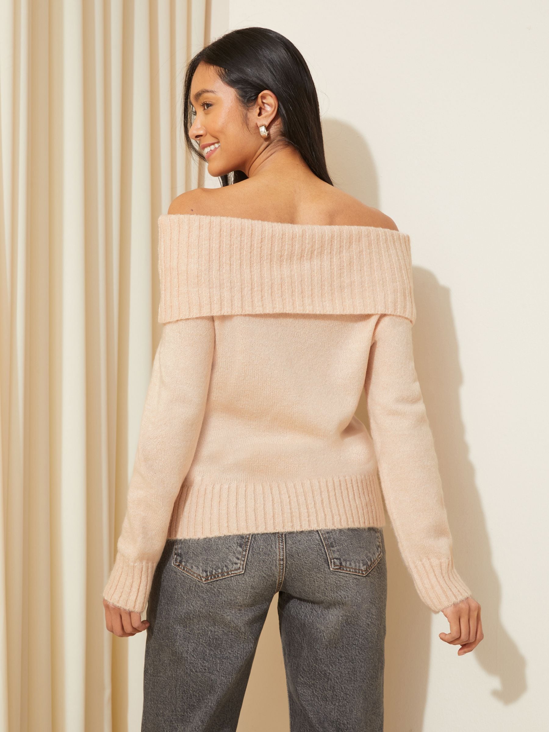 Buy Friends Like These Pink Ribbed Bardot Knitted Jumper from Next USA