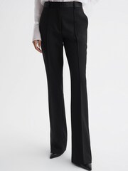 Reiss Black Alia Flared Satin Waistband Suit Trousers - Image 3 of 5