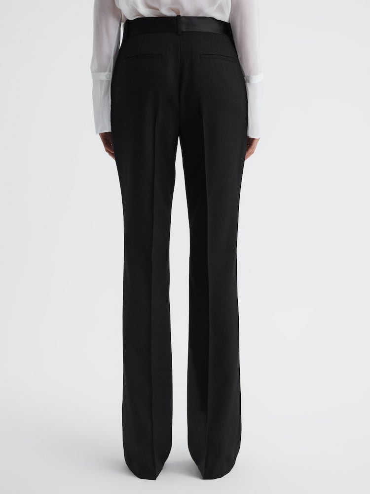 Reiss Black Alia Flared Satin Waistband Suit Trousers - Image 5 of 5