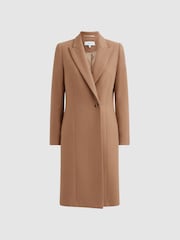 Reiss Camel Arlow Wool Blend Double Breasted Coat - Image 2 of 6
