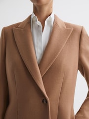 Reiss Camel Arlow Wool Blend Double Breasted Coat - Image 4 of 6