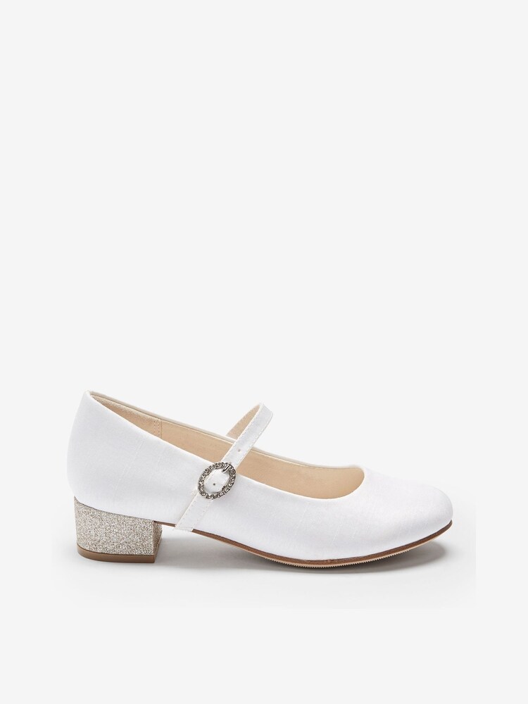 White Satin Stain Resistant Heeled Bridesmaid Collection Occasion Shoes - Image 1 of 4
