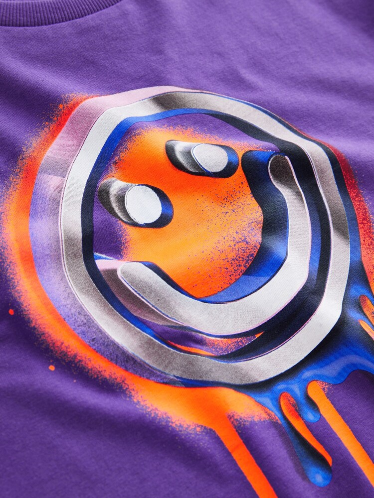 Purple Smile Relaxed Fit Short Sleeve Graphic T-Shirt (3-16yrs) - Image 3 of 3 Purple Smile Relaxed Fit Short Sleeve Graphic T-Shirt (3-16yrs) - Image 3 of 3