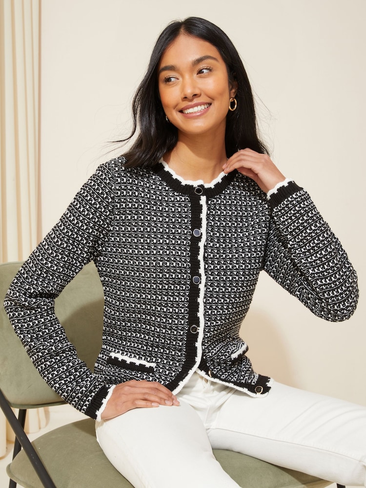 Friends Like These Bouclé-Strickjacke mit rundem Ausschnitt - Bild 1 von 4
