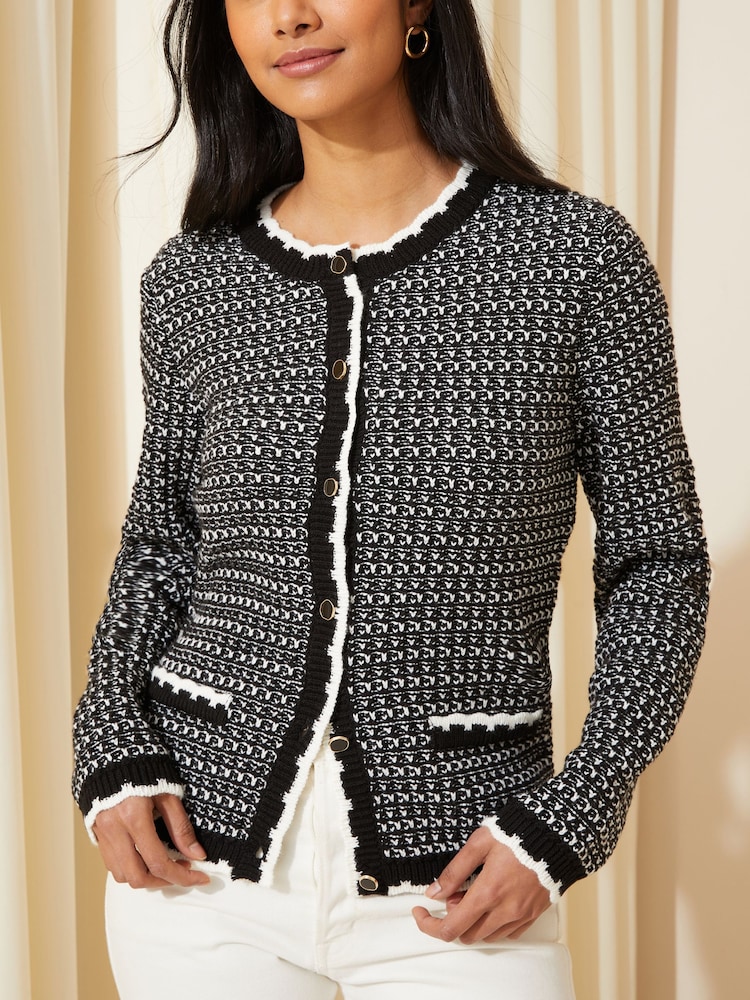 Friends Like These Bouclé-Strickjacke mit rundem Ausschnitt - Bild 2 von 4