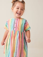 Rainbow Stripe Relaxed Cotton Dress (3mths-8yrs) - Image 1 of 7