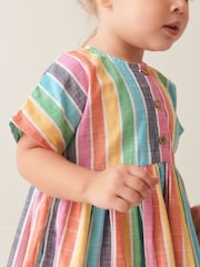 Rainbow Stripe Relaxed Cotton Dress (3mths-8yrs) - Image 4 of 7