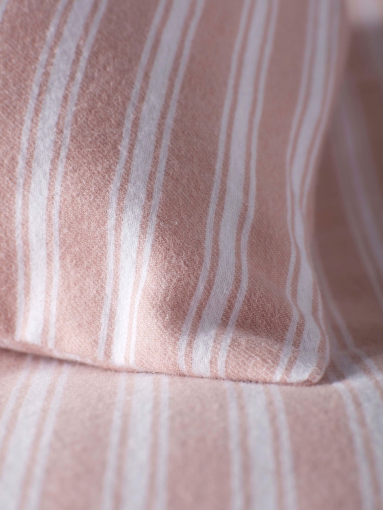Secret Linen Store Blush Pink Fred Stripe Brushed Pillowcase - Image 1 of 2 Secret Linen Store Blush Pink Fred Stripe Brushed Pillowcase - Image 1 of 2