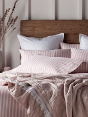 Secret Linen Store Blush Pink Fred Stripe Brushed Pillowcase - Image 2 of 2