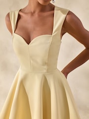 Club L London Yellow Katya | Lemon Sweetheart-Neck Skater Mini Dress - Image 1 of 7
