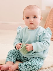 Teal Blue 2 Piece Baby Sweater and Leggings Set - Image 1 of 7