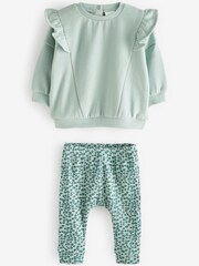 Teal Blue 2 Piece Baby Sweater and Leggings Set - Image 5 of 7