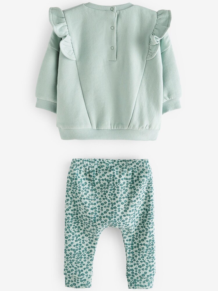 Teal Blue 2 Piece Baby Sweater and Leggings Set - Image 6 of 7