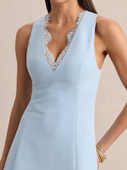 Club L London Blue Raya | Plunge-Neck Mini Dress - Image 5 of 5