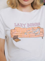 Ensemble pyjama long Urban Threads Urban Threads Halloween Lazy Bones noir - Image 3 de 4