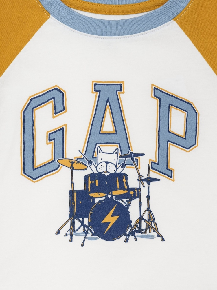 Biały/żółty Drummer - Koszulka Gap z logo, z długim rękawem i wzorem w bloki kolorów (6 mies. – 5 lat) - Obraz 3 z 3 Biały/żółty Drummer - Koszulka Gap z logo, z długim rękawem i wzorem w bloki kolorów (6 mies. – 5 lat) - Obraz 3 z 3