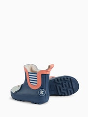 KIDLY by MORI Blue Short Penguin Print Fur Lined Wellie - Image 3 of 3