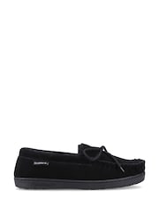Bearpaw Black Moc II Suede Slippers - Image 1 of 4