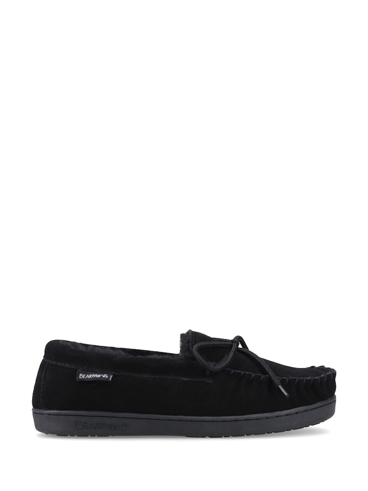 Bearpaw Black Moc II Suede Slippers - Image 1 of 4 Bearpaw Black Moc II Suede Slippers - Image 1 of 4
