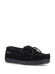 Bearpaw Black Moc II Suede Slippers - Image 2 of 4
