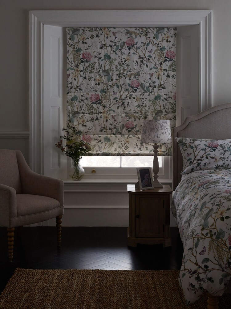 Natural Ready Made Blackout Roman Blind Floral Reflection - Image 1 of 8
