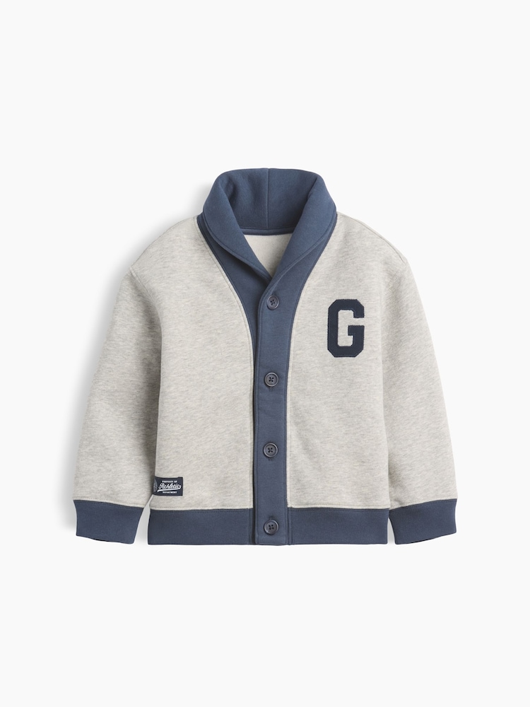 Gap Grey Baby and Toddler VintageSoft Varsity Shawl Cardigan (6mths-5yrs) - Image 1 of 2 Gap Grey Baby and Toddler VintageSoft Varsity Shawl Cardigan (6mths-5yrs) - Image 1 of 2
