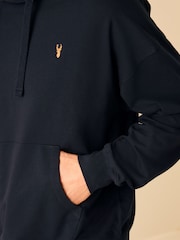 Navy Blue Lightweight Oversized Zip Up Hoodie - Image 6 of 10