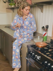 Urban Threads Blue Breakfast Club Print Long Pyjamas Set - Image 2 of 4