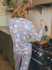 Urban Threads Blue Breakfast Club Print Long Pyjamas Set - Image 3 of 4