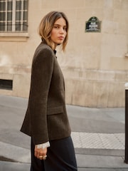 BHOEM Brown/Khaki Herringbone Wool Blend Tailored Blazer - Image 4 of 6