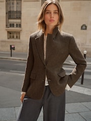 BHOEM Brown/Khaki Herringbone Wool Blend Tailored Blazer - Image 5 of 6
