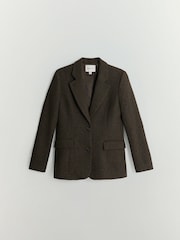 BHOEM Brown/Khaki Herringbone Wool Blend Tailored Blazer - Image 6 of 6