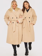 Удлиненное пальто из искусственной шерсти с поясом In The Style Jac Jossa - Изображение 5 из 6