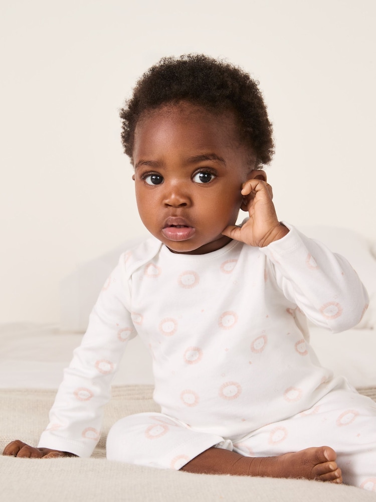 The White Company Pink Lion Sleepsuit - Image 1 of 4 The White Company Pink Lion Sleepsuit - Image 1 of 4