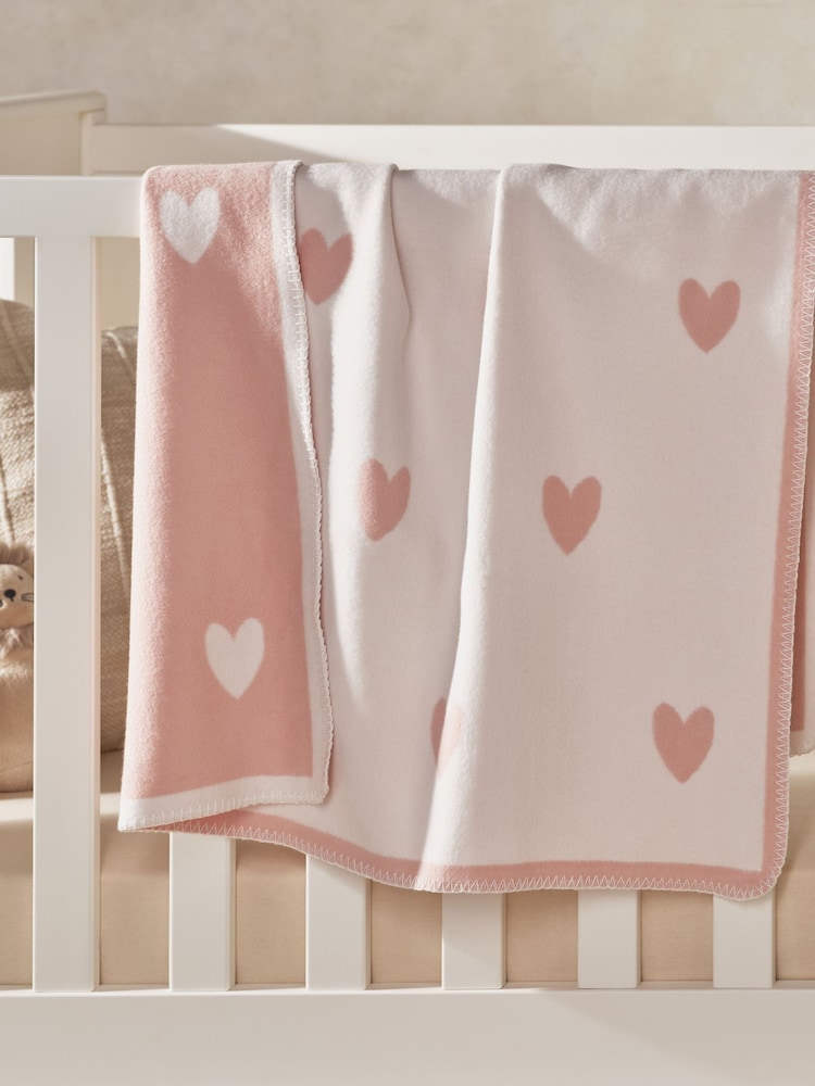 The White Company Pink Brushed Heart Blanket - Image 3 of 3 The White Company Pink Brushed Heart Blanket - Image 3 of 3