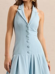 Club L London Blue Elise | Plunge-Neck Midi Dress With Drop-Waist - Image 4 of 7