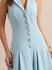 Club L London Blue Elise | Plunge-Neck Midi Dress With Drop-Waist - Image 5 of 7