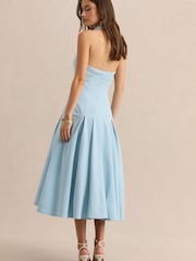 Club L London Blue Elise | Plunge-Neck Midi Dress With Drop-Waist - Image 6 of 7