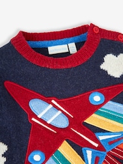 JoJo Maman Bébé Navy Blue Red Arrows Appliqué Scene Jumper - Image 2 of 2
