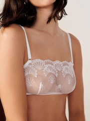White Non Pad Non Wire Shell Embroidered Bra - Image 3 of 7