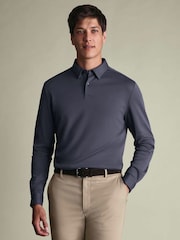 Charles Tyrwhitt Purple Long Sleeve Cotton Polo Shirt - Image 3 of 8